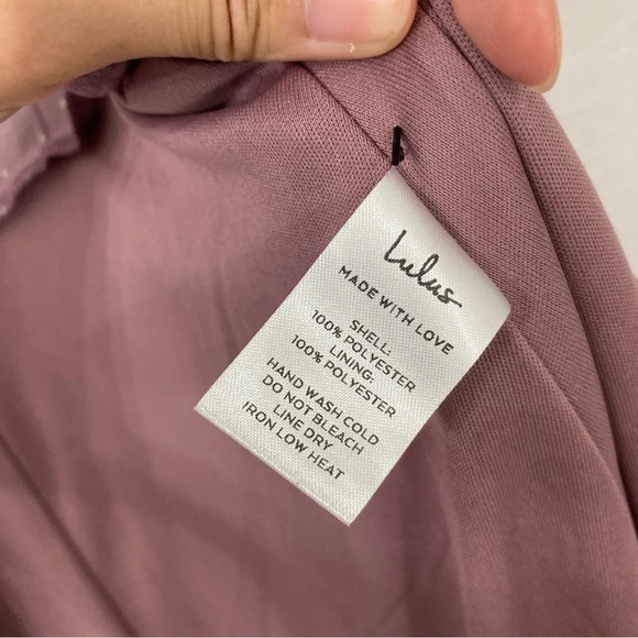 New Lulu's Mauve Color Polka Dot Soft Flowy Wrap Belted Midi Dress Medium - Picture 8 of 11